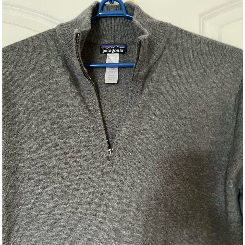 Patagonia lambswool blend half zip up Men’s sweater size L - Picture 3 of 6